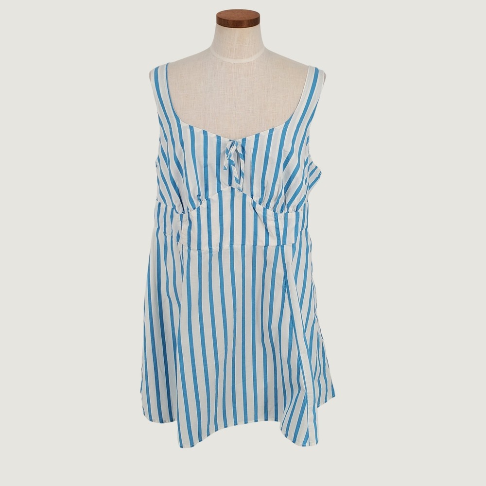 Old Navy Striped Smocked Sweetheart Neck Fit & Flare Dress Womens 2X Blue White